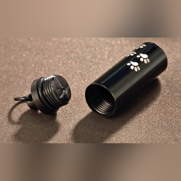 NEW PET Paw Cylinder with Angel Wing Charm Necklaces Pendant Cremation Jewelry - Picture 4 of 6